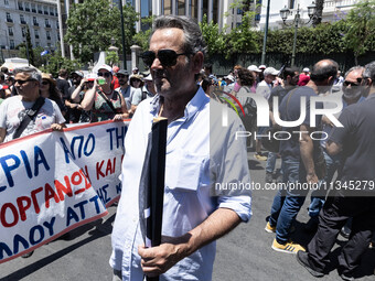 Gathering and protest march of LARCO workers, with the participation of public and private sector trade unions, Athens, June 20, 2024. (