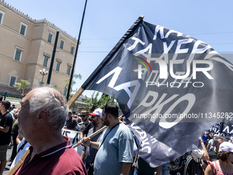 Gathering and protest march of LARCO workers, with the participation of public and private sector trade unions, Athens, June 20, 2024. (