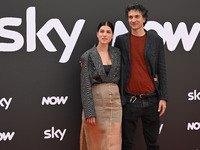 Maria Chiara Giannetta and Davide Marengo are attending the Photocall SKY Program at Barberini Palace in Rome, Italy, on July 19, 2024 (