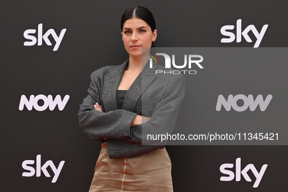 Maria Chiara Giannetta is attending the Photocall SKY Program at Barberini Palace in Rome, Italy, on July 19, 2024 