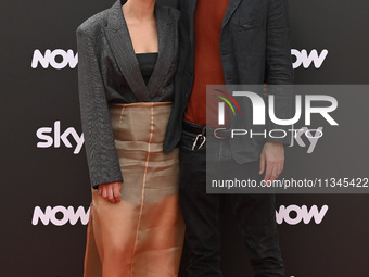 Maria Chiara Giannetta and Davide Marengo are attending the Photocall SKY Program at Barberini Palace in Rome, Italy, on July 19, 2024 (