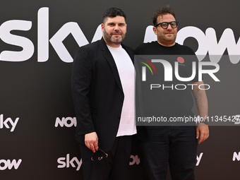 Salvatore Esposito and Alessio Maria Federici are attending the Photocall SKY Program at Barberini Palace in Rome, Italy, on July 19, 2024 (