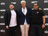 Salvatore Esposito, Nils Hertmann, and Alessio Maria Federici are attending the Photocall SKY Program at Barberini Palace in Rome, Italy, on...