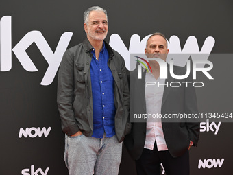 Giorgio Gherarducci and Marco Santin are attending the Photocall SKY Program at Barberini Palace in Rome, Italy, on July 19, 2024 (