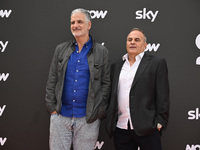 Giorgio Gherarducci and Marco Santin are attending the Photocall SKY Program at Barberini Palace in Rome, Italy, on July 19, 2024 (