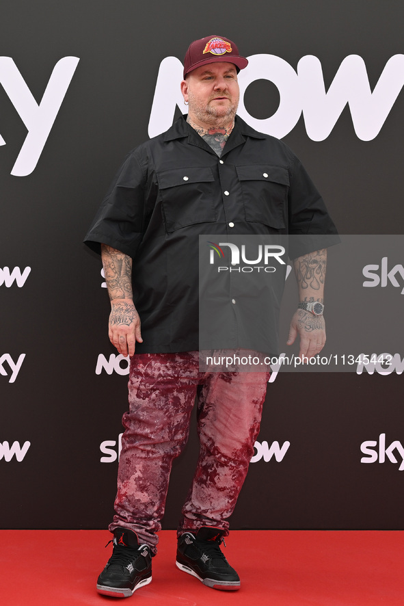 Jake La Furia is attending the Photocall SKY Program at Barberini Palace in Rome, Italy, on July 19, 2024 