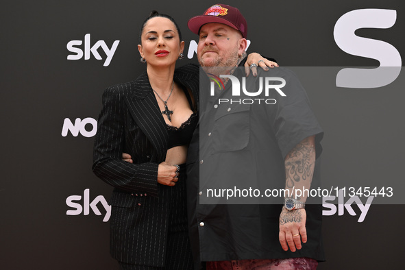 Paola Iezzi and Jake La Furia are attending the Photocall SKY Program at Barberini Palace in Rome, Italy, on July 19, 2024 