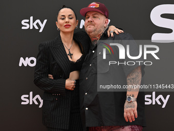 Paola Iezzi and Jake La Furia are attending the Photocall SKY Program at Barberini Palace in Rome, Italy, on July 19, 2024 (