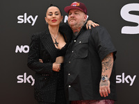 Paola Iezzi and Jake La Furia are attending the Photocall SKY Program at Barberini Palace in Rome, Italy, on July 19, 2024 (