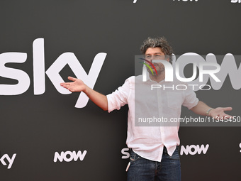 Sydney Sibilia is attending the Photocall SKY Program at Barberini Palace in Rome, Italy, on July 19, 2024 (