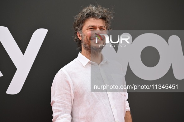 Sydney Sibilia is attending the Photocall SKY Program at Barberini Palace in Rome, Italy, on July 19, 2024 