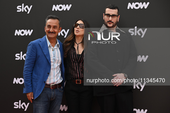 Nicola Savino, Antonella d'Errico, and Costantino della Gherardesca are attending the Photocall SKY Program at Barberini Palace in Rome, Ita...