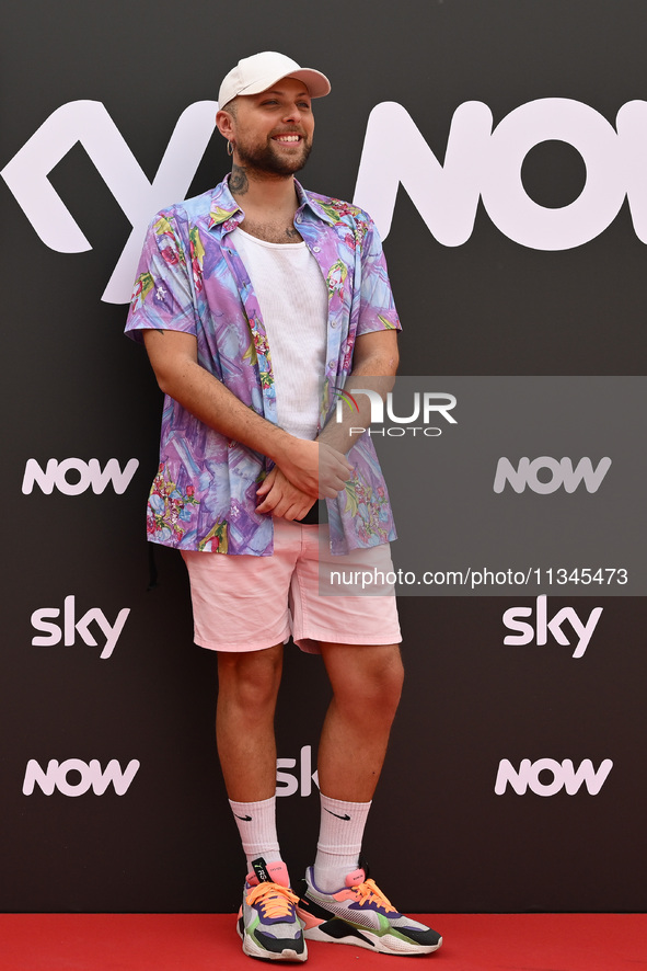 Francesco Gullo is attending the Photocall SKY Program at Barberini Palace in Rome, Italy, on July 19, 2024 