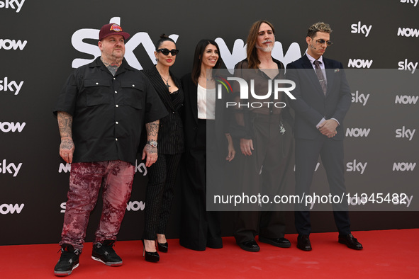 Jake La Furia, Paola Iezzi, Giorgia, Manuel Agnelli, and Achille Lauro are attending the Photocall SKY Program at Barberini Palace in Rome,...