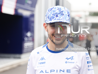 Esteban Ocon of Alpine ahead of the Formula 1 Spanish Grand Prix at Circuit de Barcelona-Catalunya in Barcelona, Spain on June 20, 2024. (