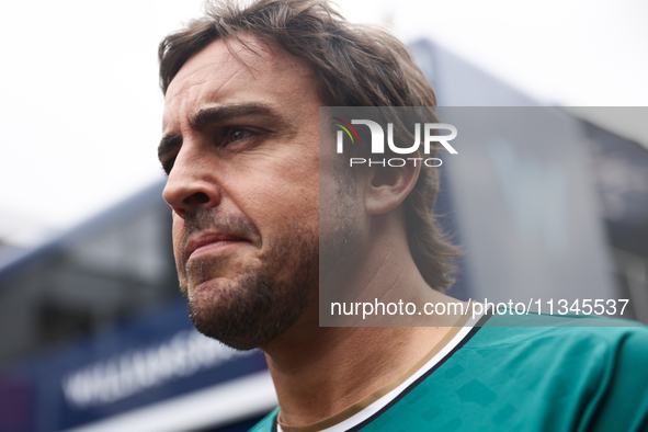 Fernando Alonso of Aston Martin Aramco ahead of the Formula 1 Spanish Grand Prix at Circuit de Barcelona-Catalunya in Barcelona, Spain on Ju...