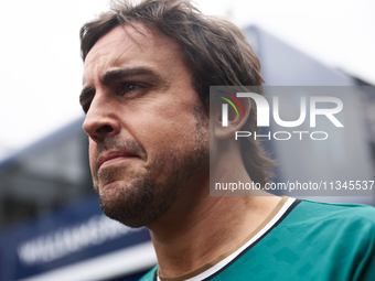 Fernando Alonso of Aston Martin Aramco ahead of the Formula 1 Spanish Grand Prix at Circuit de Barcelona-Catalunya in Barcelona, Spain on Ju...