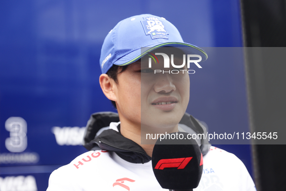 Yuki Tsunoda of RB ahead of the Formula 1 Spanish Grand Prix at Circuit de Barcelona-Catalunya in Barcelona, Spain on June 20, 2024. 