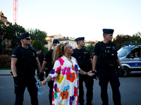 Activists are protesting against Jaroslaw Kaczynski's monthly arrival in front of the entrance to Wawel Castle in Krakow, Poland, on June 18...