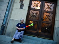 Activists are protesting against Jaroslaw Kaczynski's monthly arrival in front of the PiS regional office in Krakow, Poland, on June 18, 202...