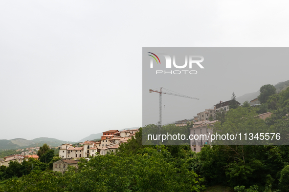 A hazy landscape is seen in L’Aquila, Italy, on June 20th, 2024. High atmospheric pressure from Africa (african anticyclone) is generating a...