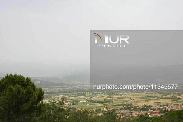 A hazy landscape is seen in L’Aquila, Italy, on June 20th, 2024. High atmospheric pressure from Africa (african anticyclone) is generating a...