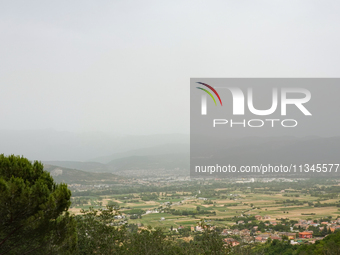 A hazy landscape is seen in L’Aquila, Italy, on June 20th, 2024. High atmospheric pressure from Africa (african anticyclone) is generating a...