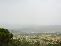 A hazy landscape is seen in L’Aquila, Italy, on June 20th, 2024. High atmospheric pressure from Africa (african anticyclone) is generating a...