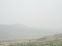 A hazy landscape is seen in L’Aquila, Italy, on June 20th, 2024. High atmospheric pressure from Africa (african anticyclone) is generating a...