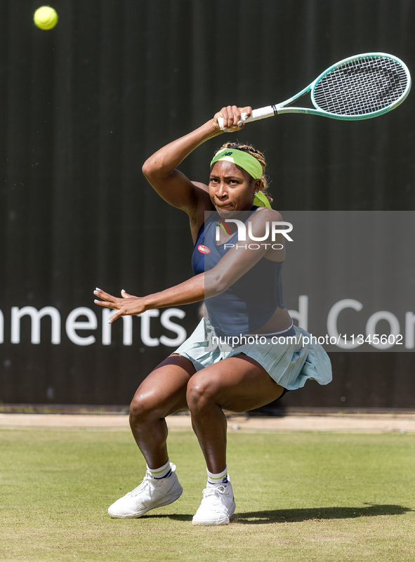 Coco Gauff is participating in the ecotrans Ladies Open, a WTA 500 tournament, in Berlin, Germany, on June 20, 2024. 