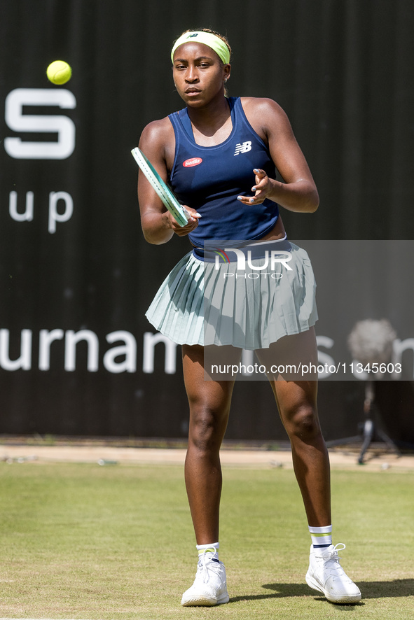 Coco Gauff is participating in the ecotrans Ladies Open, a WTA 500 tournament, in Berlin, Germany, on June 20, 2024. 