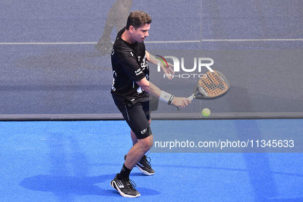 Paquito Navarro and Juan Lebron are competing in the Round of 16 of the BNL Italy Major Premier Padel at Foro Italico in Rome, Italy, on Jul...