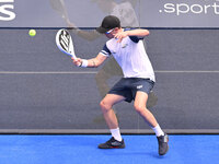 Victor Ruiz and Lucas Bergamini are competing in the Round of 16 of the BNL Italy Major Premier Padel at Foro Italico in Rome, Italy, on Jul...