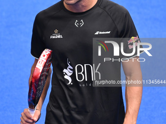 Paquito Navarro and Juan Lebron are competing in the Round of 16 of the BNL Italy Major Premier Padel at Foro Italico in Rome, Italy, on Jul...