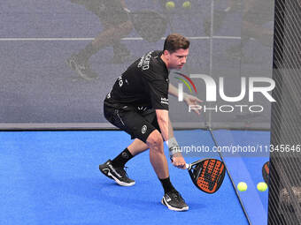 Paquito Navarro and Juan Lebron are competing in the Round of 16 of the BNL Italy Major Premier Padel at Foro Italico in Rome, Italy, on Jul...