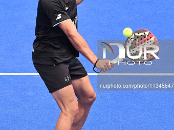 Paquito Navarro and Juan Lebron are competing in the Round of 16 of the BNL Italy Major Premier Padel at Foro Italico in Rome, Italy, on Jul...