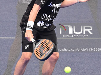 Paquito Navarro and Juan Lebron are competing in the Round of 16 of the BNL Italy Major Premier Padel at Foro Italico in Rome, Italy, on Jul...