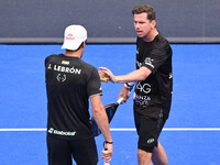 Paquito Navarro and Juan Lebron are competing in the Round of 16 of the BNL Italy Major Premier Padel at Foro Italico in Rome, Italy, on Jul...