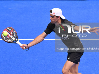 Paquito Navarro and Juan Lebron are competing in the Round of 16 of the BNL Italy Major Premier Padel at Foro Italico in Rome, Italy, on Jul...