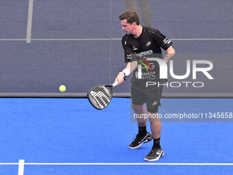 Paquito Navarro and Juan Lebron are competing in the Round of 16 of the BNL Italy Major Premier Padel at Foro Italico in Rome, Italy, on Jul...