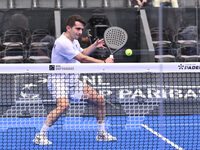 Victor Ruiz and Lucas Bergamini are competing in the Round of 16 of the BNL Italy Major Premier Padel at Foro Italico in Rome, Italy, on Jul...