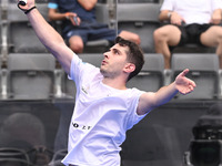 Victor Ruiz and Lucas Bergamini are competing in the Round of 16 of the BNL Italy Major Premier Padel at Foro Italico in Rome, Italy, on Jul...