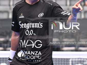 Paquito Navarro and Juan Lebron are competing in the Round of 16 of the BNL Italy Major Premier Padel at Foro Italico in Rome, Italy, on Jul...