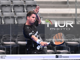 Paquito Navarro and Juan Lebron are competing in the Round of 16 of the BNL Italy Major Premier Padel at Foro Italico in Rome, Italy, on Jul...