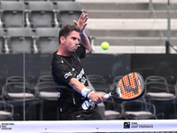 Paquito Navarro and Juan Lebron are competing in the Round of 16 of the BNL Italy Major Premier Padel at Foro Italico in Rome, Italy, on Jul...