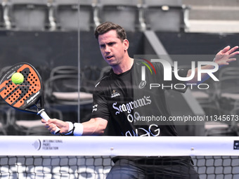 Paquito Navarro and Juan Lebron are competing in the Round of 16 of the BNL Italy Major Premier Padel at Foro Italico in Rome, Italy, on Jul...