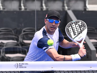 Victor Ruiz and Lucas Bergamini are competing in the Round of 16 of the BNL Italy Major Premier Padel at Foro Italico in Rome, Italy, on Jul...