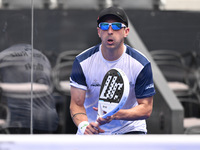 Victor Ruiz and Lucas Bergamini are competing in the Round of 16 of the BNL Italy Major Premier Padel at Foro Italico in Rome, Italy, on Jul...