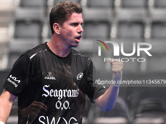 Paquito Navarro and Juan Lebron are competing in the Round of 16 of the BNL Italy Major Premier Padel at Foro Italico in Rome, Italy, on Jul...