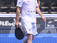 Victor Ruiz and Lucas Bergamini are competing in the Round of 16 of the BNL Italy Major Premier Padel at Foro Italico in Rome, Italy, on Jul...